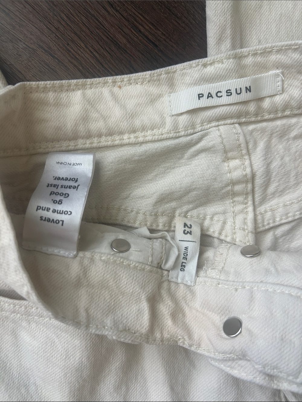 PacSun Cream 5 button Wide-Leg Jeans - High Rise size 23 - Picture 7 of 7